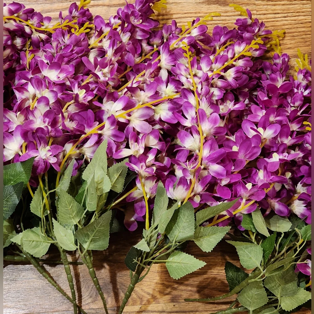 Artificial Flowers Garland, 8 Pieces total 24in Silk Wisteria Hanging Flowers